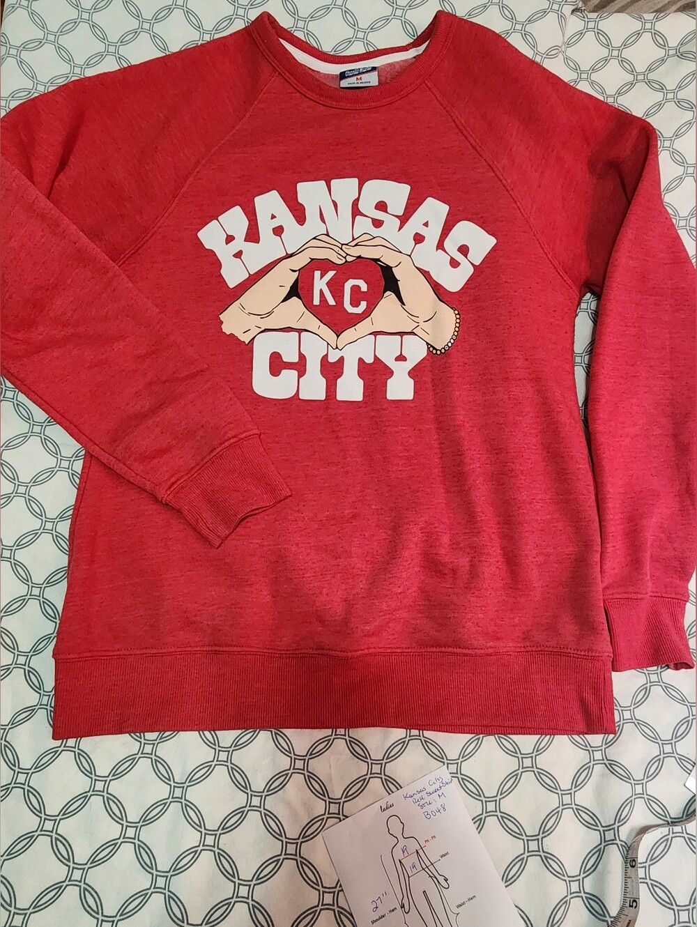 Charloe Hustle Kansas City KC Heart Red Crewneck Sweatshirt - SZ M